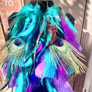 Peacock Feather Statement Earrings